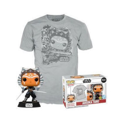 Funko Pop! amp;amp; Tees (Adult): Disney Star Wars - Ahsoka Tano (Glows in the Dark) Bobble-Head Vinyl Figure amp;amp; T-Shirt (L)