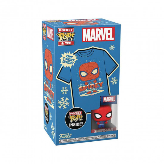 Funko Pocket Pop! amp;amp; Tee (Child): Marvel - Holiday Spiderman Vinyl Figure amp;amp; T-Shirt (S)