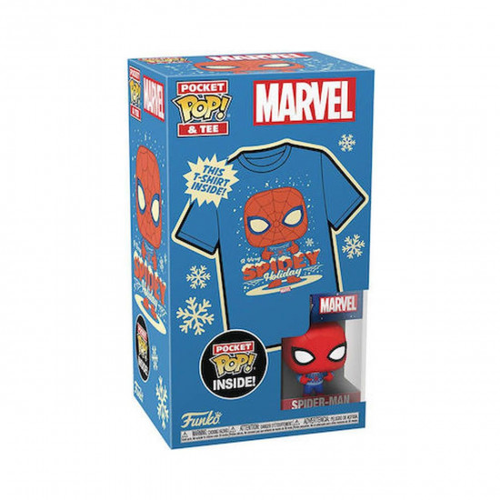 Funko Pocket Pop! amp;amp; Tee (Child): Marvel - Holiday Spiderman Vinyl Figure amp;amp; T-Shirt (M)