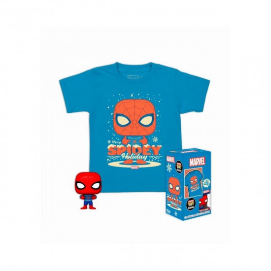 Funko Pocket Pop! amp;amp; Tee (Child): Marvel - Holiday Spiderman Vinyl Figure amp;amp; T-Shirt (XL)