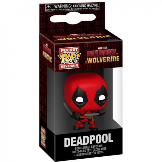 Funko Pocket Pop! Marvel: Deadpool amp;amp; Wolverine - Deadpool Bobble Head Vinyl Figure Keychain