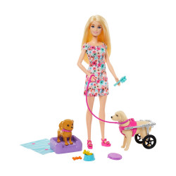 Mattel Barbie®: You Can Be Anything - Doll with Puppies and Pet Wheelchair Playset (HTK37)