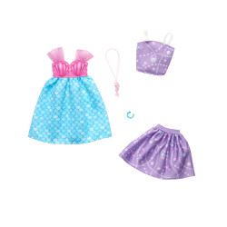 Μattel Barbie: Fashions 2-Pack Clothing Set - Mermaid Dress, Purple Set amp;amp; Accessories (HRH44)