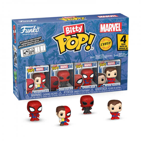 Funko Bitty Pop! 4-Pack: Spider-Man - Peter Parker - Spider-Man, Superior Spider-Man, Spider-Man, Peter Parker Vinyl Figures