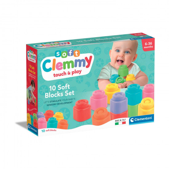 AS Clementoni: Soft Clemmy Touch & Play - 10 Soft Blocks Set (1033-17988)