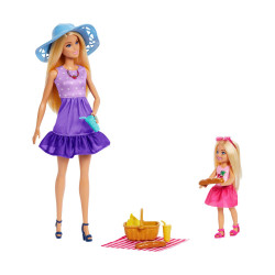 Mattel Barbie: Family amp;amp; Friends - Barbie Malibu amp;amp; Club Chelsea Sister PicNic Dolls (JBF43)