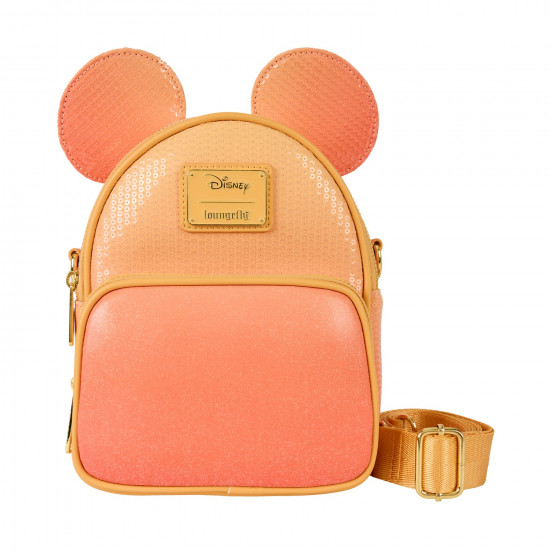 Loungefly Disney: Mickey Mouse Glitter Convertible Mini Backpack amp;amp; Crossbody Bag (WDTB3327)