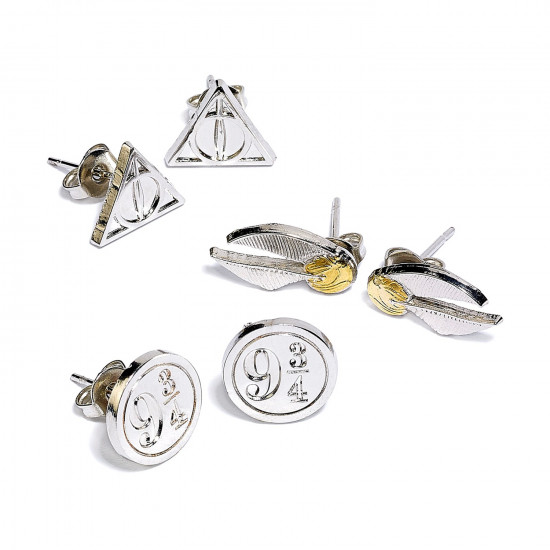 Carat Shop Harry Potter - Deathly Hallows/Golden Snitch/Platform Stud Earring Set (WE0104)