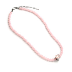 Carat Shop Barbie - Pink Bead Necklace with Heart Shaped Bead Charm (BMN00006)