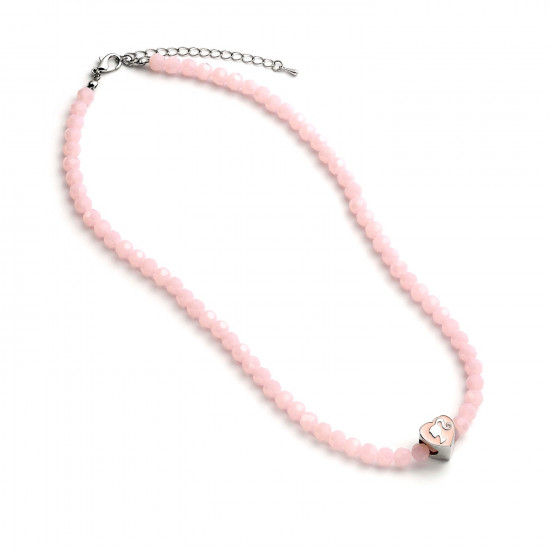 Carat Shop Barbie - Pink Bead Necklace with Heart Shaped Bead Charm (BMN00006)