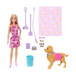 Mattel Barbie Family amp;amp; Friends : Barbie Malibu - Puppy Walk Doll (JJB46)