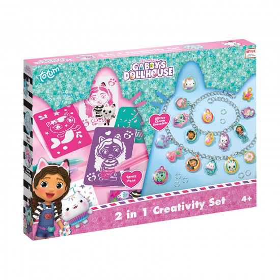Totum: Gabby's Dollhouse - 2 In 1 Creativity Set Glitter Charm Bracelets & Spray Pens (TT420397)