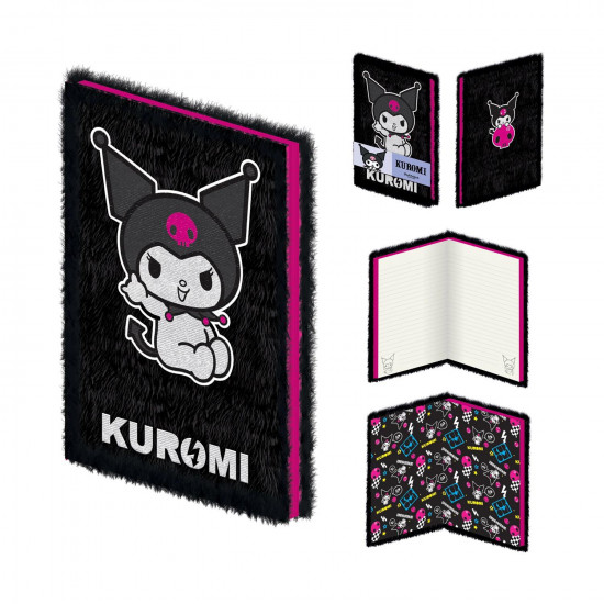 Pyramid: Kuromi - Rock Out A5 Plush Notebook Casebound (SR2402813)