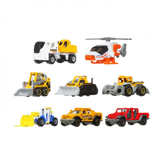 Mattel Matchbox: Scania P360 -Chevrolet - MBX Resue Helicopter -1965 Ford -Volkswagen Vehicle Set Of 8 (JJP52)