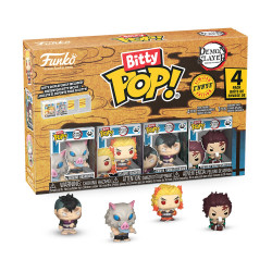 Funko Bitty Pop! 4-Pack: Demon Slayer- Inosuke Hashibira - Kyojuro Rengoku - Genya Shinazugawa - Tanjiro with Noodles* Vinyl Figures