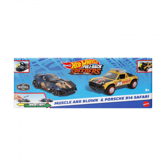Mattel Hot Wheels: Pull-Back Speeders - Muscle and Blown & Porsche 914 Safari (HWH54)