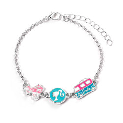 Carat Shop Barbie - Charm Bracelet with Three Enamelled Fun Charms - Silhouette, Skate, & Camper Van (BMCB0009)