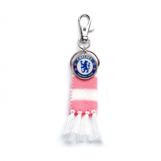 Carat Shop Chelsea FC - Pink Stripe Scarf and Logo Backpack Hanger (CFCBH003)