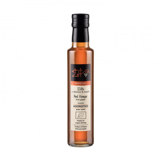 Wisdom Of Nature: Organic Red Grape Vinegar From Agiorgitiko Variety With Basil & Garlic (Glass Bottle -250ml)