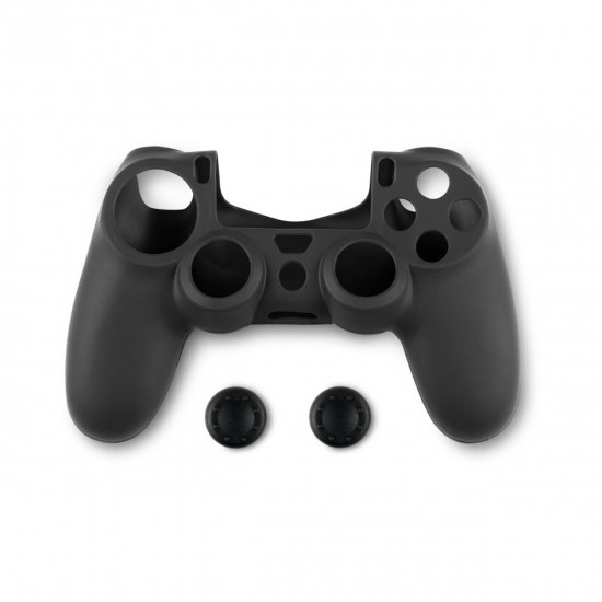 Spartan Gear - Controller Silicon Skin Cover and Thumb Grips (compatible with playstation 4) (colour: Black)