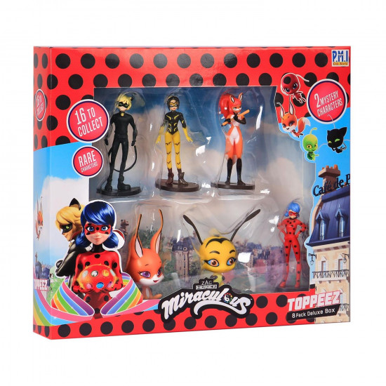 P.M.I. Miraculous Pencil Toppers - 8 Pack Deluxe Box -including 2 hidden rare characters (S1) (Random) (MLB2070)