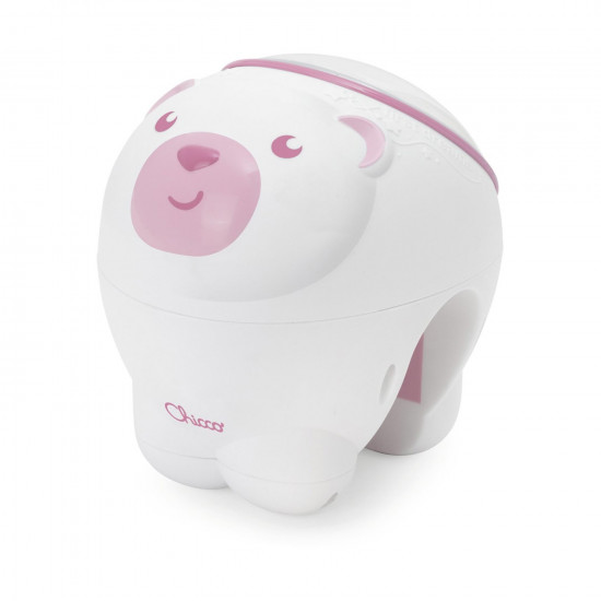 Chicco First Dreams: 2 in 1 Cot and Nightstand Projector - Polar Bear Pink (Y01-11558-10)