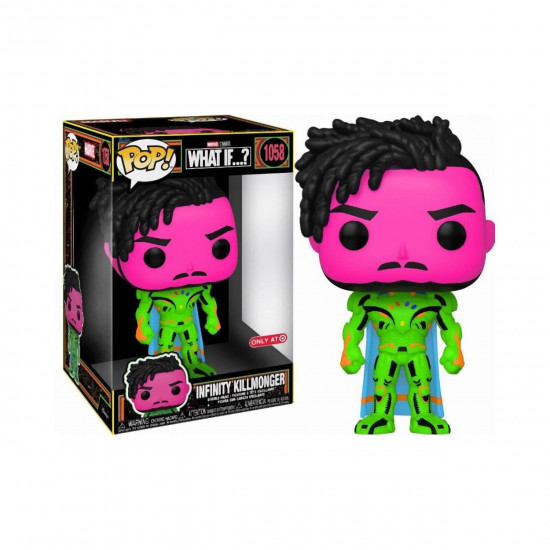 Funko Pop! Marvel Jumbo: What If...? - Infinity Killmonger (Blacklight) (Special Edition) #1058 Bobble-Head Vinyl Figure (10
