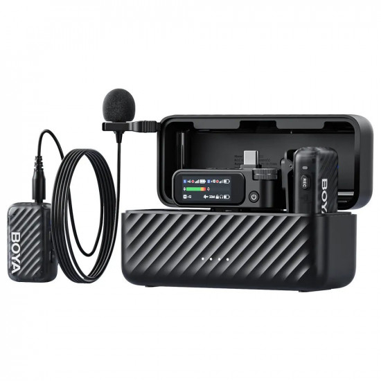 BOYAMIC 2-01 Wireless HD 2xLavalier Microphone USB-C Camera 2x RXs 32bit Float Onboard Rec 300m 15h