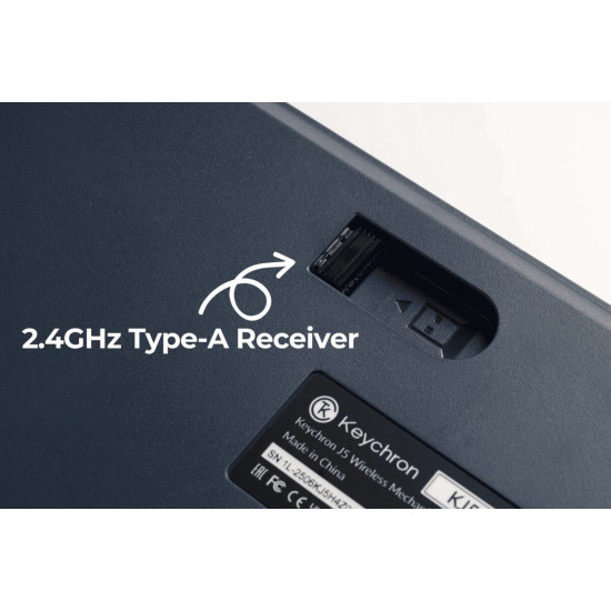 Keychron J5 (KJ5-H1Z) QMK Wireless Mechanical Keyboard Red Switch Hot-Swap RGB 100% US Dark Blue