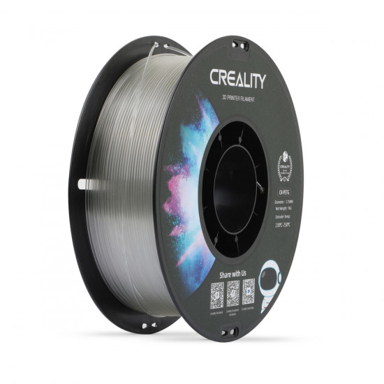 Creality CR-PETG Transparent 3D Printer Filament, Hard Glossy, Tensile Str. 49MPA, 1 kg Spool1.75