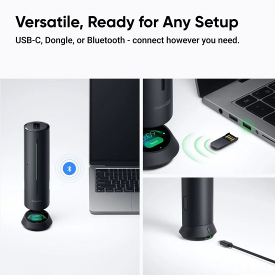 Insta360 Wave Arctic White - AI Speakerphone for Meetings, Recordings, Podcasts, Live Streams