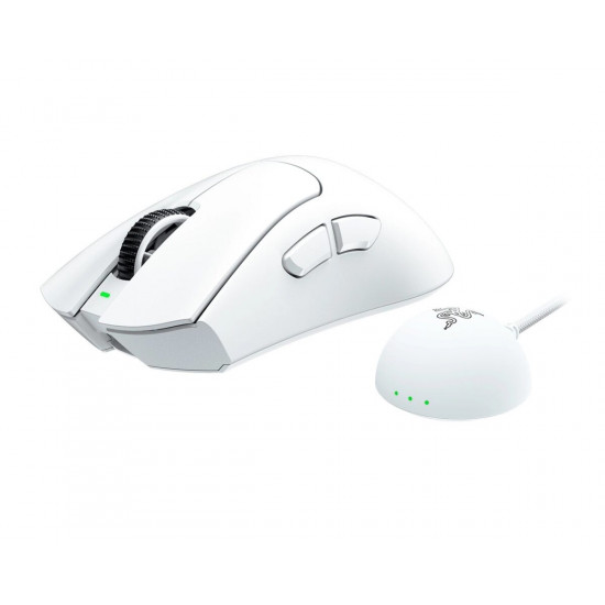 Razer DEATHADDER V4 PRO WHITE - 57g Wireless Gaming Mouse - Ergonomic - 120 Hours Battery - 45K DPI
