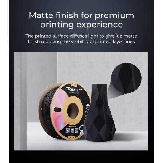 CREALITY CR-PLA Matte Grey, 3D Printer Filament 1 kg Spool,1.75mm (3301010299 gray)