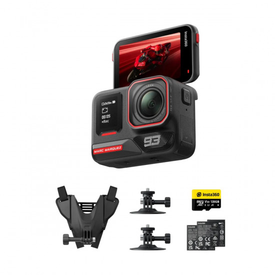 Insta360 Ace Pro 2 Marc Marquez 93 - Dual Battery, 128GB MicroSD, Motorcycle Helmet Mount, Adhesive