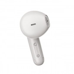 QCY Air White Semi-Ear TWS Earbuds, quad Mic ENC multi-point connection, leather grain case