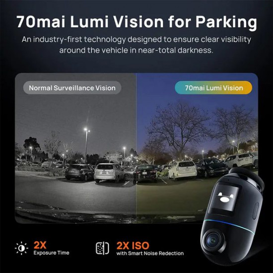 70mai Dash Cam 4K Omni 360° + Reaview Full View with Dual Sony STARVIS 2, AI 2.0 & 4G LTE (X800-2)