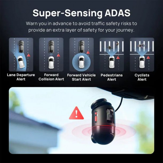 70mai Dash Cam 4K Omni 360° + Reaview Full View with Dual Sony STARVIS 2, AI 2.0  4G LTE (X800-2)