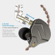 KZ ZSN PRO Grey  Mic - IEM 3,5 In Ear Monitor Earphones, Dynamic Hybrid Dual Driver 1BA+1DD
