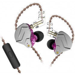 KZ ZSN PRO Purple Mic - IEM 3,5 In Ear Monitor Earphones, Dynamic Hybrid Dual Driver 1BA+1DD