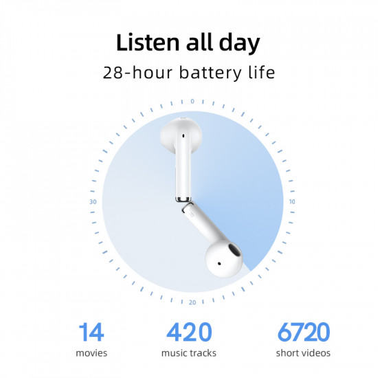 QCY T29 AilyBuds Lite TWS White - ENC Semi Ear earbuds Bluetooth 5.3 22,5 hours earbud True Wireless