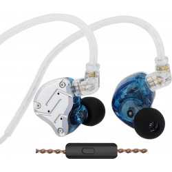 KZ ZS10 PRO Blue With Mic - IEM 3,5 Musician In Ear Monitor Earphones, 4BA+1DD 5 Driver 10mm, metal
