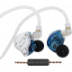 KZ ZS10 PRO Blue With Mic - IEM 3,5 Musician In Ear Monitor Earphones, 4BA+1DD 5 Driver 10mm, metal