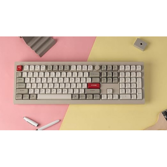 Keychron V6 Max Retro (V6M-R3) QMK/VIA BT/2,4/Wired Custom Mechanical Keyboard Brown Switch 100%