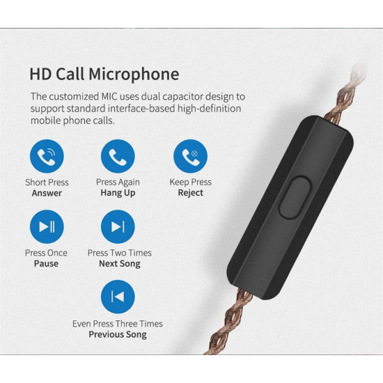 KZ ZSN PRO Grey  Mic - IEM 3,5 In Ear Monitor Earphones, Dynamic Hybrid Dual Driver 1BA+1DD