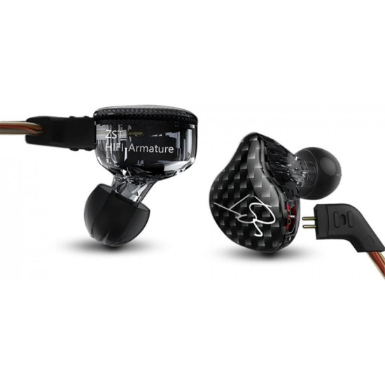 KZ ZST Black  With Mic - IEM 3,5 In Ear Monitor Earphones, Dynamic Hybrid Dual Driver 1BA+1DD