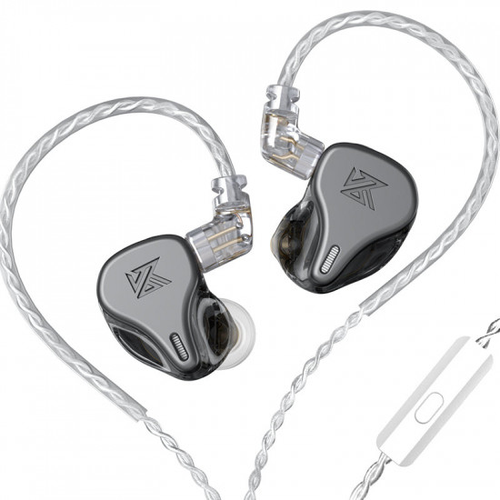 KZ DQ6 Grey With Mic - IEM 3,5 HBB Tuned Improved In Ear Monitor Earphones, 3DD Dynamic