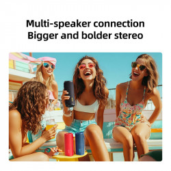 QCY SP7 Red -  Portable Bluetooth Speaker w Stereo Sound 40W, Mic for Calls, RGB Light Show