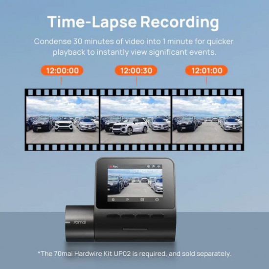 70mai A200 Dash Cam w. Screen - 1080P 60FPS 130FOV 500mAh Car Camera