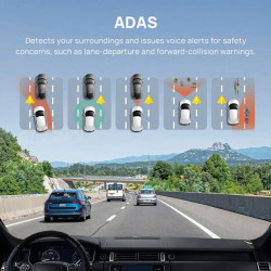 70mai A800S-1 Front & Rear Dash Cam 4k w. screen set w. RC06 Rearview Cam - 2160p 140FOV 500mAh Car