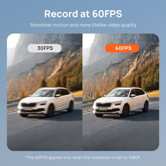 70mai A810 Dash Cam 4K w. Screen - 2160p 60FPS 150FOV GPS 500mAh Car Camera